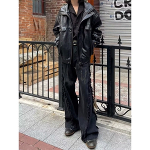 美式高街机车夹克男春季潮痞帅高级感宽松PU皮工装外套LM0544-P73图片