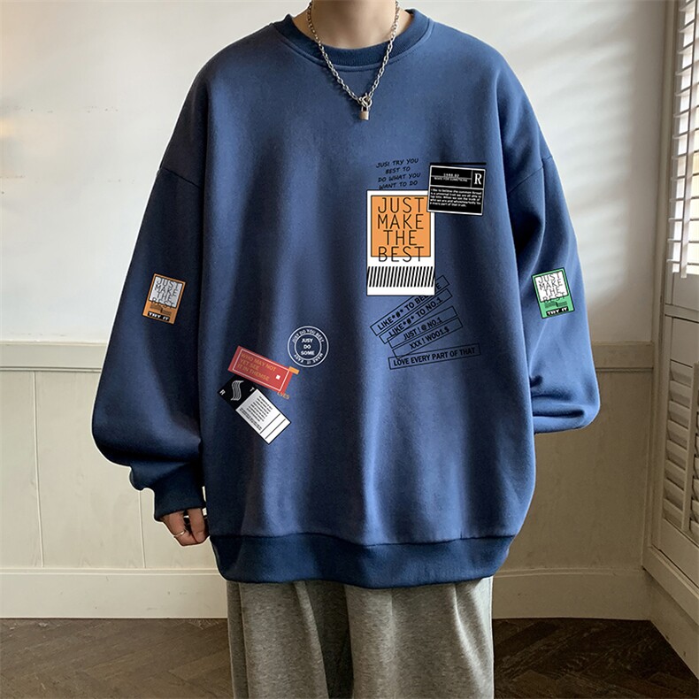 圆领卫衣男大码加厚加绒长袖t恤男S6121-P28加绒款-P33,男装卫衣,电商A040