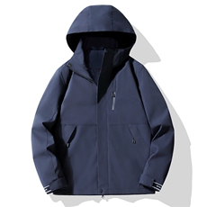 2025年秋季长袖直筒型时尚百搭通勤情侣款冲锋衣，女装短外套，宏恒