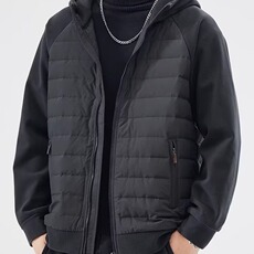 轻薄棉衣棉服男秋冬季加厚连帽拼接开衫夹克外套男士宽松休闲棉袄，男装夹克，星座506A