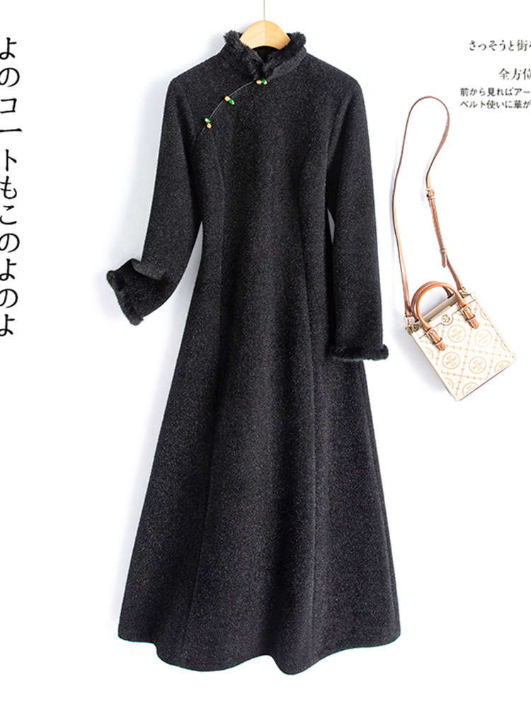 水衣源8105款冬季加厚弹力绒打底旗袍裙,女装汉服/婚纱/旗袍/礼服,水衣源