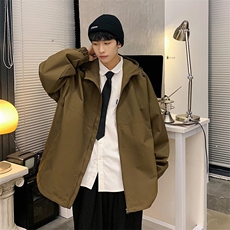 港风冲锋衣夹克男宽松落肩宽松纯色连帽外套JK728-P78，男装夹克，星座1204-3