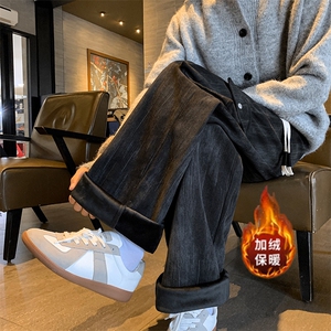 秋冬扎染加绒加厚大口袋工装裤灯芯绒休闲裤A583特P45控78图片