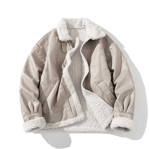 厚夹克皮棉衣毛绒上衣地平线机车皮毛一体棉服 313B-P18-P125图片