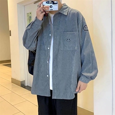长袖衬衫男秋季ins潮港风灯芯绒痞帅休闲纯色衬衣外套CS69-P38，男装衬衫，星座1001-1