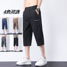 2025夏季新款男士七分裤冰丝裤时尚休闲马裤潮流男裤子DK628，男装休闲裤，星座224-3
