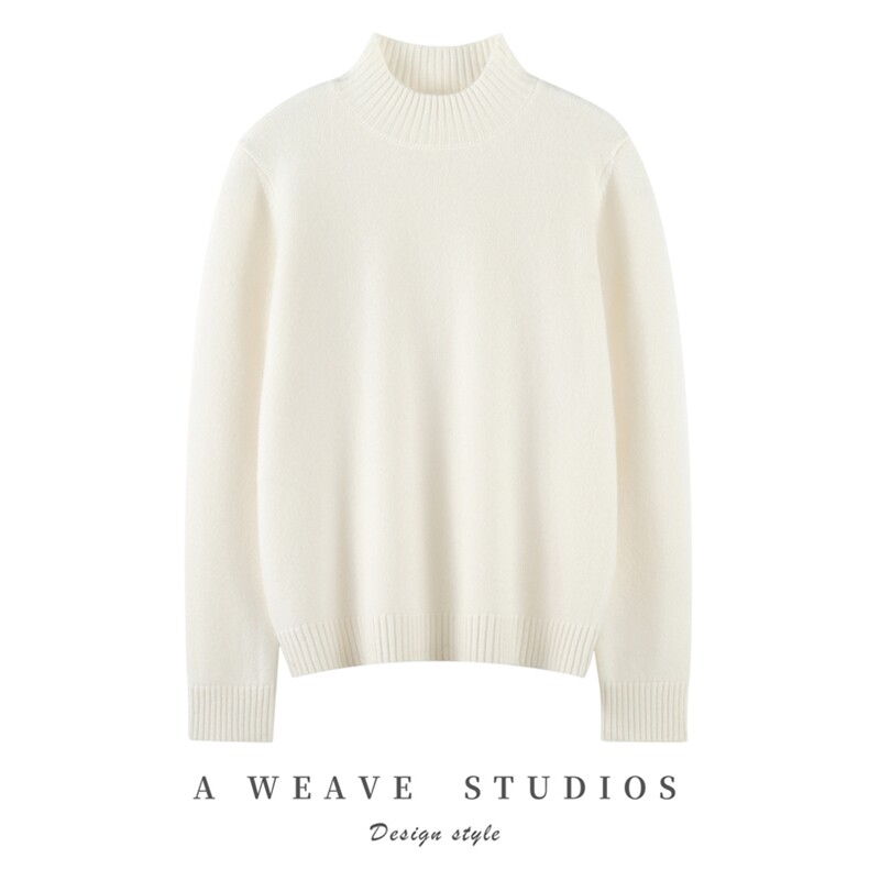 2025舒适百搭秋季新款软糯舒适双股康赛妮半高领羊绒衫，女装羊绒衫，英皇羊绒