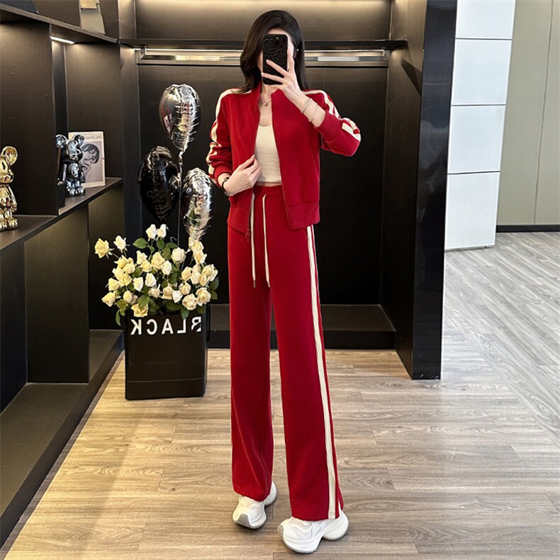 开衫外套高级感直筒长裤休闲服套装潮,女装套装/套裙,江南