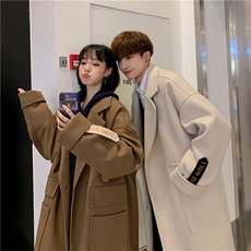 2024新款港风情侣装呢大衣男女中长款星座812-F216P128，男装毛呢大衣，星座812