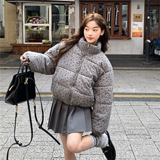 A572-P90田园风小碎花短款棉服新款立领保暖面包服外套，男装棉衣，星座911
