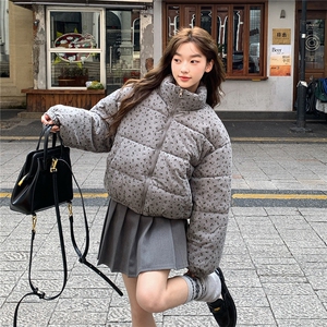 A572-P90 田园风小碎花短款棉服新款立领保暖面包服外套图片