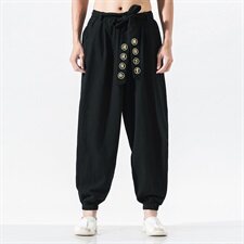 2021春秋季新款男装风宽松休闲裤刺绣哈伦裤白色无影墙，男装休闲裤，电商B277(原6028)