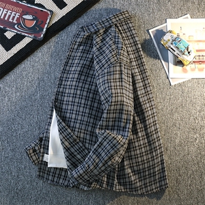 秋季潮流格子衬衫男港风休闲长袖外套青少年男装2377P35图片
