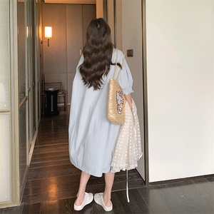 法式蕾丝镂空罩衫连衣裙女2025夏季新款减龄洋气漂亮裙图片