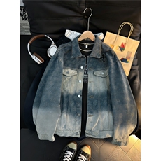 图美式复古做旧水洗夹克十字架烫钻提花牛仔外套GY68647-P72，男装工装外套，电商A025