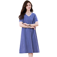 2024夏装短袖格子连衣裙，女装连衣裙，小林双子
