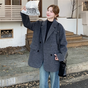 毛呢外套女短款小个子2025新款秋冬季高级感西装赫本风厚呢子大衣图片