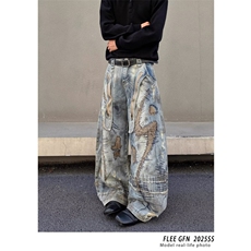 W10143-P98网图现货重磅高街设计乱针刺绣弯刀牛仔裤潮流日系，男装牛仔裤，星座1608-2
