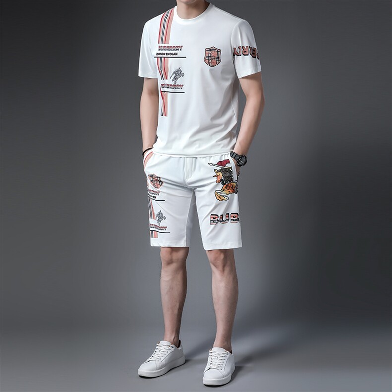 JG22-15男士2023年春夏季新款运动套装短袖短裤T恤卫裤二件套P125，男装休闲套装，电商B360