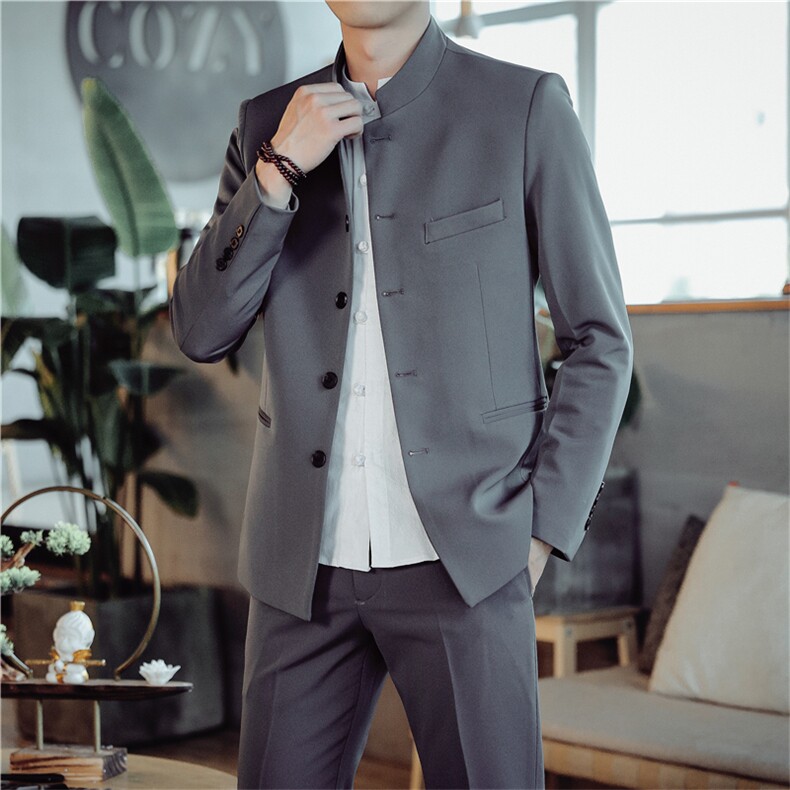 春秋季风中山装秋装套装男士唐装两件套A334-TZ811-P145，男装民族服装，电商B339(原A334）