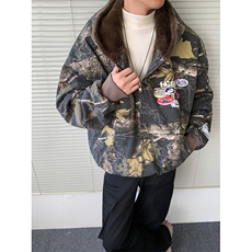 加绒加厚冬款男女连帽棉衣扎染迷彩印花保暖棉袄外套MY1036P155，男装棉衣，星座1013-1
