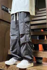 得物二开 春季新款多口袋伞兵裤宽松直筒休闲裤工装裤 K502-P42图片
