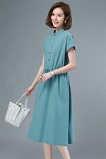 2021夏季新款简约休闲舒适气质棉麻连衣裙，女装连衣裙，依恋蒂丝