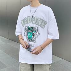 得物抖音40支双纱高品质百搭半袖纯棉印花短袖T恤男女T7191-P40，男装T恤，电商A441-1