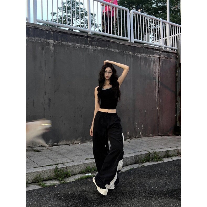 三条杠速干阔腿工装裤ins潮牌美式降落伞兵运动裤KZ26,男装休闲裤,星座310A-4