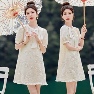 气质减龄泡泡袖连衣裙女2025年夏季新款小个子时尚公主裙图片