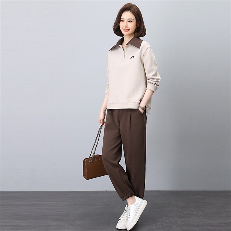 运动休闲套装女2024秋装新款时尚妈妈洋气大码休闲卫衣两件套,女装套装/套裙,悦见她