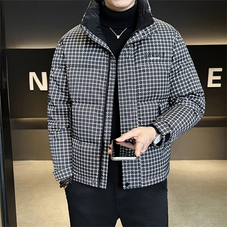标50绒店主风2025新款男士格子立领羽绒服2503-P195(控券后288),男装羽绒服,电商B328