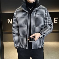 标50绒店主风2025新款男士格子立领羽绒服2503-P195(控券后288)，男装羽绒服，电商B328