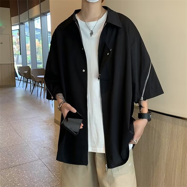 夏季新款衬衫潮流慵懒男拉链衬衫J8007P38,男装衬衫,星座1116-2