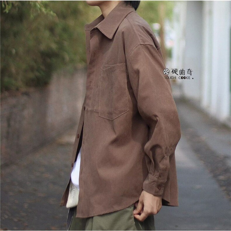 春季新款日系复古基础款小众长袖衬衫男女生休闲宽松衬衣外套潮,男装衬衫,星座218-1（原230）