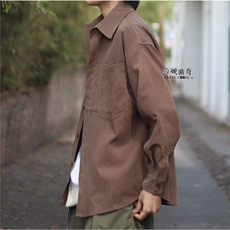 春季新款日系复古基础款小众长袖衬衫男女生休闲宽松衬衣外套潮，男装衬衫，星座218-1（原230）
