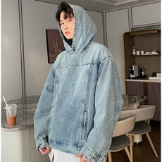 W10538-P60网图现货新款复古水洗做旧连帽牛仔卫衣高品质，男装卫衣，星座1608