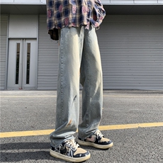 泼墨毛边高街潮流痞帅直筒宽松百搭牛仔裤ZK840-P55，男装牛仔裤，星座313A(原308A-2)