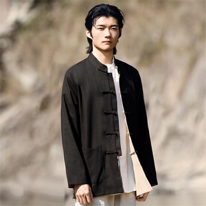 22973^中式改良汉服两面穿唐装上衣男复古盘扣夹克图片