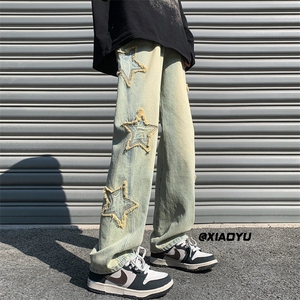 XZ616 春季新款外景黄泥色星星牛仔裤 TY517 P55控68图片