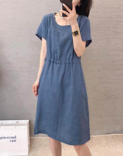 麻料连衣裙，女装连衣裙，依伊贝诺