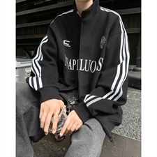 美式复古拉链条纹开衫潮牌高级感运动宽松夹克，男装夹克，四季星座505