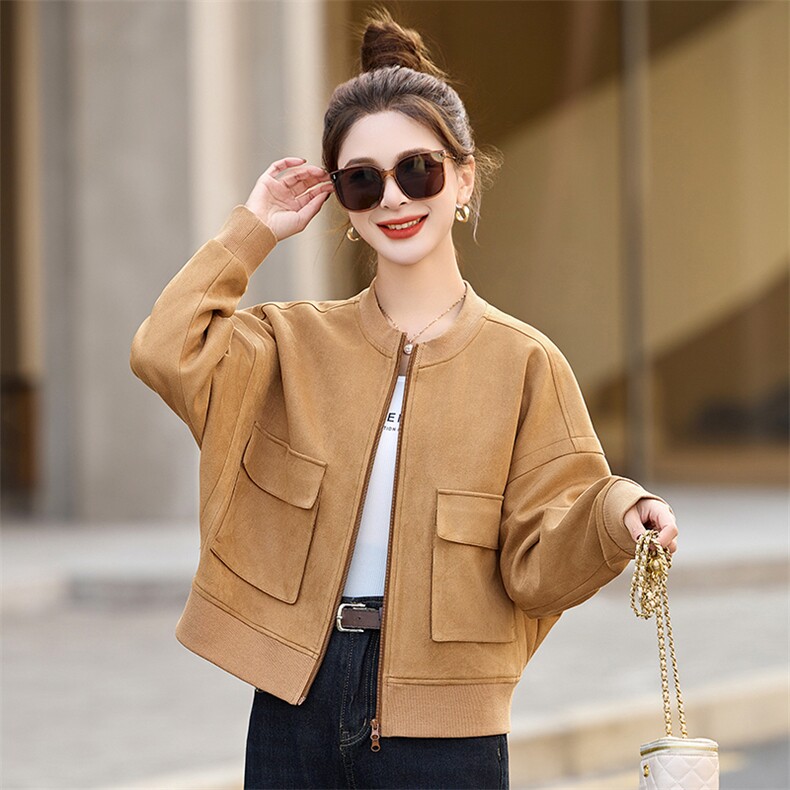 休闲气质小个子棒球服外套女2025春秋新款蝙蝠袖宽松短款夹克上衣,女装短外套,今喜