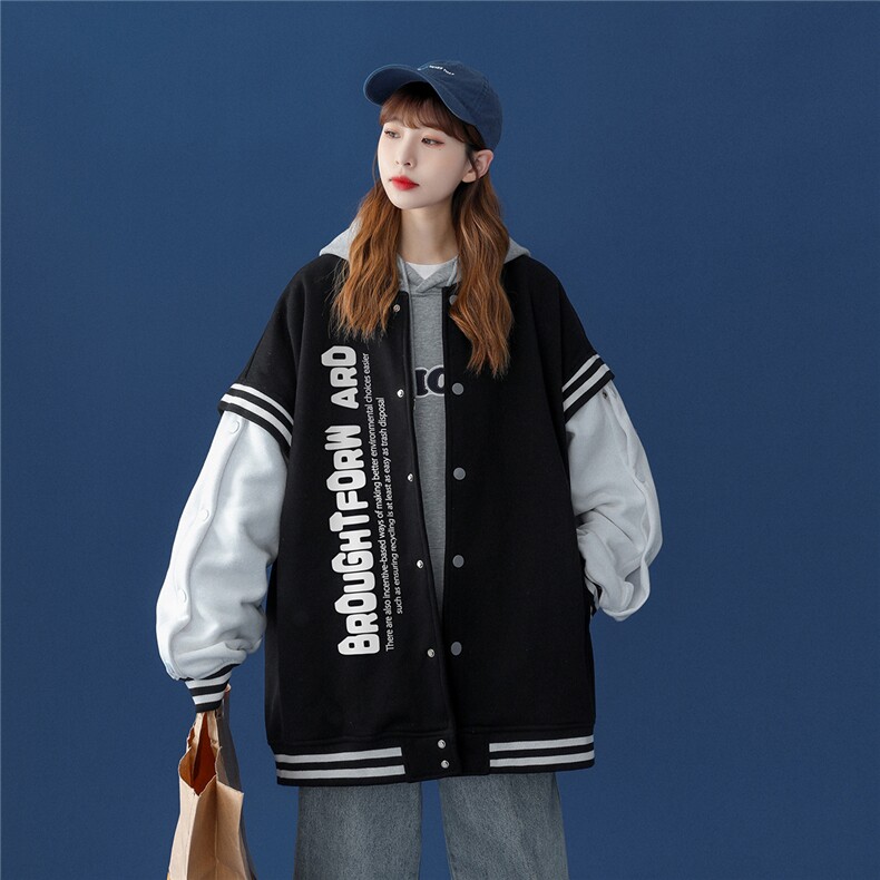 中性风 2023秋季新款ins港风设计感宽松情侣棒球服 G553 p75控98图片