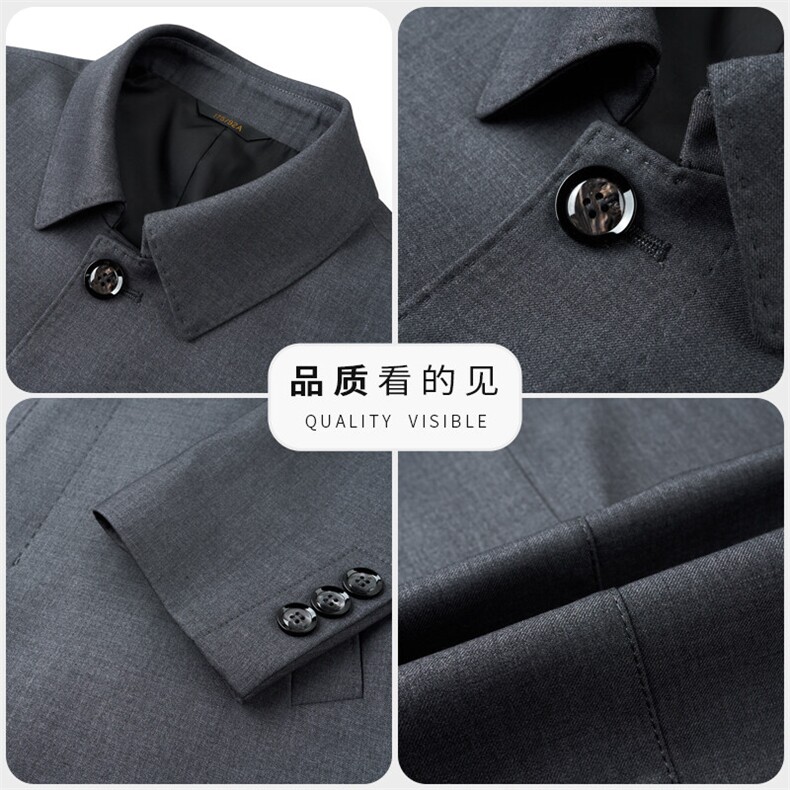 男装风衣AE8082高品质翻领暗扣行政风衣外套中长款,男装风衣,钱塘207-1