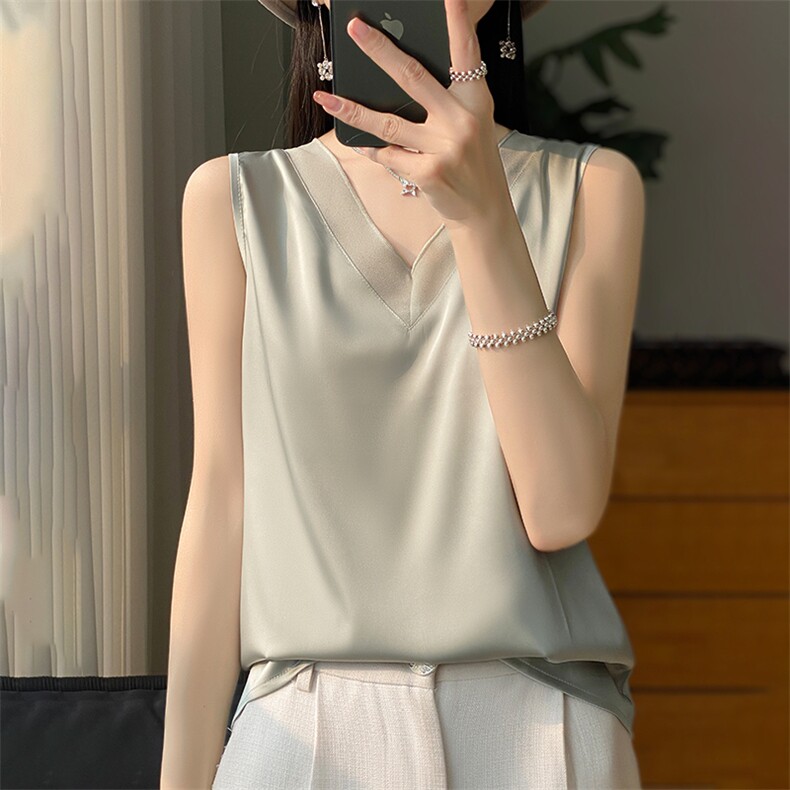 吊带背心女2024夏季新款纯色内搭上衣时尚百搭小衫,女装背心吊带,绒宛羊绒