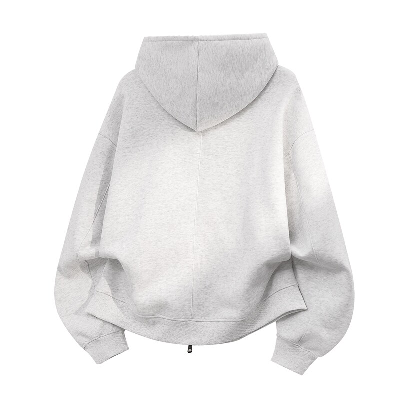 重磅全棉450克双拉链开衫连帽卫衣纯色短宽外套男潮RH5329-P57,女装短外套,星座610B-1
