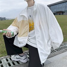 拼接撞色防晒衣男夏季日系潮牌情侣外套新款夹克风衣W3374-P40，男装夹克，星座512-2