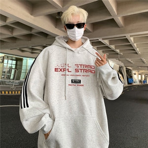 高品质！全棉重磅400克潮牌宽松休闲三条杠连帽卫衣 RH1407 特p58图片