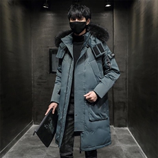 主推白鸭绒冬季保暖羽绒服男士零下连帽大毛领中长款外套896-P100，男装羽绒服，星座1210A